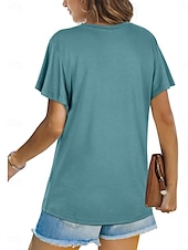 abordables T-shirt uni-T-shirt femme de couleur unie Uni Classique Moderne Décontracté Manches courtes Col rond Hauts réguliers Quotidien Week-end Noir Blanc Vert clair Rose Bleu Été