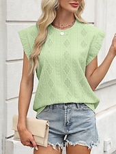 abordables T-shirt uni-T-shirt pour femmes unicolore mode élégante moderne manches courtes col rond hauts réguliers quotidiens week-end œillets noir blanc rose vert été printemps