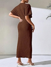 abordables Robe Simple-Femmes Robe Midi Robe de Soirée Robe d&#039;été Mode Classique Moderne Extérieur Vacances Fête Coupe régulière Uni Sans manches Col en V Noir Marron Abricot Été