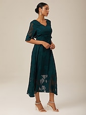 cheap Cocktail Dress-Women&#039;s Maxi Dress Cocktail Dress Wedding Guest Dress Semi Formal Dress A Line Dress Elegant Work Birthday Flutter Sleeve Wedding Guest Cocktail Party Formal Evening Regular Fit Solid Color Plain