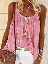 cheap Art&amp;Design Tank Top-Women&#039;s Camisole Tank Top Tie Dye Bohemia Vintage Daily Sleeveless Strap Scoop Neck Regular Tops Daily Backless Print Pink Blue Fuchsia Summer Spring