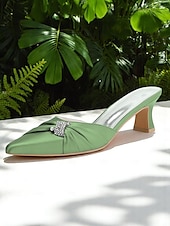 economico tacchi kitten-mules da donna con tacco a gattino impreziosite da fiocco in raso dorato – eleganti scarpe slip-on a punta per la sera e l&#039;appuntamento serale