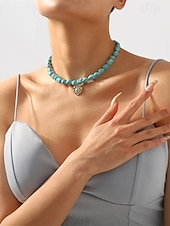 billiga Halsband och hängen-1st Halsband For Dam Sten Blå Gata Dagligen Legering Retro Orm Sol