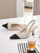 voordelige Slingback Pumps-klassieke slingback hakken - ademende fly-knit kitten pumps, geweldig voor op kantoor of diners