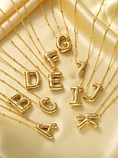 abordables Collier pour femme-Collier pendentif lettre bulle plaqué or – bijou personnalisé avec initiales de 26 lettres de l&#039;alphabet pour femmes et filles – style minimaliste tendance pour anniversaire, remise de diplôme ou usage quotidien