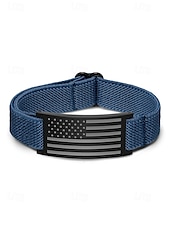 preiswerte Herrenschmuck-Verstellbares Herrenarmband mit amerikanischer Flagge – elastisches Nylonband mit Edelstahlplatte, Armband im patriotischen Stil für den Unabhängigkeitstag, Veteranen und die alltägliche Freizeitkleidung