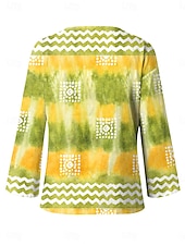 voordelige Vrouwen&#039;s Kunst &amp; Design Tops-Dames Overhemd Grafisch Tie Dye Abstract Tropisch Dagelijks Lange mouw V-hals Normale tops Dagelijks Feestdagen Afdrukken Groen Zomer Lente