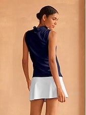 cheap Polos &amp; Quarterzips-Women&#039;s Golf Polo Shirt Baby blue Lake blue Black Sleeveless Top Ladies Golf Attire Clothes Outfits Wear Apparel