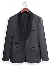 tanie Garnitury ślubne-Męskie garnitury ślubne garnitury powrotne czarne smokingi moda elegancka letnia gładka standardowa dopasowana 2-częściowa jedno guzikowa