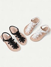 preiswerte Urlaubsandalen-weiße, flache Sandalen mit Blumenmuster für Damen – Spitzenblumendesign mit elastischem Riemen an der Rückseite für Sommerhochzeiten am Strand und lässige Tagesoutfits