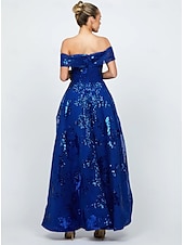 olcso Koktélruhák-A-vonalú Koktélruhák Elegáns Ruha Formális Esküvő Ankle Hossza Ujjatlan Off Shoulder Zsebes Tüll Zsebes Esküvői Vendég Ruha