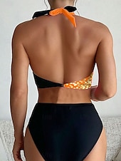 abordables Ensemble de bikinis-Maillots de bain pour femmes Bikini 2 pièces Taille haute Maillot de bain Mode Élégant Ombre Imprimé graphique Sans manches Maillots de bain