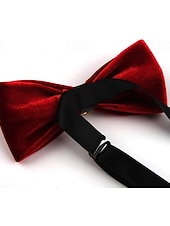 baratos Jantar de festa-Gravata Borboleta Vintage Masculina Festa de Casamento Trajes de Recepção Gravata Borboleta Veludo Cor Sólida Preto Borgonha Azul Royal