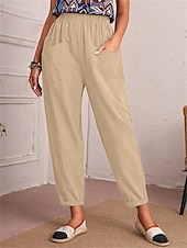 economico Pantaloni-Per donna Pantaloni Affusolati Chinos Moda Streetwear Essenziale Lunghezza alla caviglia Vita media Semplice Tasca Elastico in vita Comodità All&#039;aperto Micro-elastico Vacanza Streetwear Quotidiano