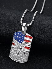 preiswerte Herrenschmuck-Herren-Halskette mit Adleranhänger und amerikanischer Flagge – patriotischer Schmuck aus goldenem Edelstahl mit Strasssteinen für den Unabhängigkeitstag, Veteranen und die Anerkennung des Militärs