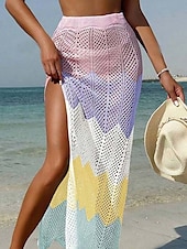 abordables Robes de plage-Maillots de bain pour femmes jupe de couverture maillot de bain découpé vacances plage vêtements ombragés maillots de bain sans manches