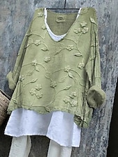 cheap Floral tee-Women&#039;s T Shirt Floral Fashion Modern Casual Long Sleeve Crew Neck Regular Tops Daily Weekend Green Summer