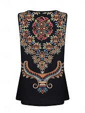 abordables Boutique Graphique Débardeurs &amp; Camis-Femmes Débardeur caraco Graphique Bohème ancien Quotidien Sans manches Col en V Hauts Réguliers Quotidien Imprimé Noir Vert Été