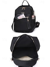 abordables Sacs à Dos de Mode-Sac à dos imperméable de grande capacité pour femme - peut être porté sur une épaule, détails de pompons élégants, fermeture à glissière, adapté au travail, à l&#039;école et à un usage quotidien
