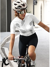 cheap Women&#039;s Jerseys-Women&#039;s Cycling Jersey Graphic Animal Fur Pattern Short Sleeve Bike Jersey Top with 3 Rear Pockets Sunscreen UV Resistant Quick Dry Reflective Strips Sports White Clothing Apparel