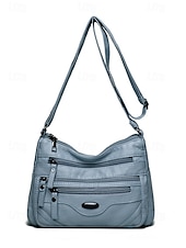 preiswerte Umhängetaschen-braune Umhängetasche aus Kunstleder für Damen mit mehreren Reißverschlusstaschen – lässige, leichte Kuriertasche für den täglichen Gebrauch, Reisen und Ausflüge in die Stadt