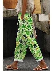 economico Pantaloni in cotone e lino con grafica-Per donna Pantaloni in cotone e lino Pantaloni Eleganti Moda Lunghezza intera Naturale Floreale Tasca Stampa Design con Coulisse Elastica Comodo All&#039;aperto Confortevole All&#039;aperto Vacanza Uscire Blu