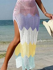 abordables Robes de plage-Maillots de bain pour femmes jupe de couverture maillot de bain découpé vacances plage vêtements ombragés maillots de bain sans manches