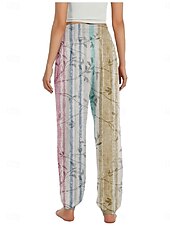 billiga Byxor-Dam Linneinspirerade byxor Brett skaft Byxor Etnisk Stil Ledigt Boho Fullängd Hög midja Blommig Ficka Elastisk midja Tryck Mateial som andas Mjuk Microelastisk Utomhus Yoga Rosa Kungsblå Blå Purpur