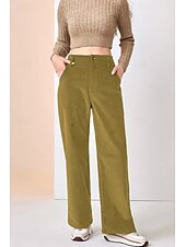 economico Pantaloni in lino e cotone semplici-Per donna Pantaloni in cotone e lino Moda Lunghezza intera Naturale Semplice Tasca Comodo All&#039;aperto Confortevole All&#039;aperto Uscire Nero Blu Caffè Ciano Estate Vestibilità regolare