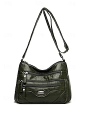 preiswerte Umhängetaschen-braune Umhängetasche aus Kunstleder für Damen mit mehreren Reißverschlusstaschen – lässige, leichte Kuriertasche für den täglichen Gebrauch, Reisen und Ausflüge in die Stadt