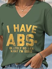 abordables T-shirt Humor &amp; Citations-Femmes T-shirt Graphique Lettre ancien Élégant Classique Manche Courte Col en V Hauts Réguliers Quotidien Sortir Week-end Imprimé Noir Bleu Vert Gris Été Printemps