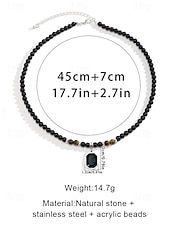 cheap Men&#039;s Jewelry-Men&#039;s Black Onyx Beaded Necklace with Tiger Eye Accents and Silver Pendant – Stylish Gift for Casual and Formal Occasions