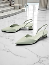 abordables Talons Aiguilles-Escarpins à bride arrière et bout pointu pour femmes – talons bas en similicuir pour des occasions élégantes au bureau et en soirée