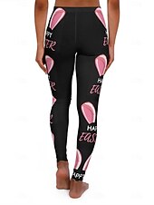 cheap Easter Bottoms-Easter Women&#039;s Leggings Trousers High Rise Yoga Pants Cute Bunny Rabbit Ear Happy Easter Letter Printed Casual Tights