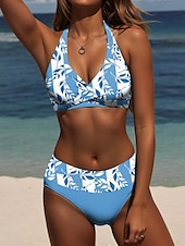 abordables Ensemble de bikinis-Maillots de bain pour femmes bikini 2 pièces maillot de bain mode stylé floral graphique sans manches