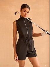 billiga Kvinnors golfkläder-Dam Byxdress Svart Ärmlös Byxdress Golfkläder för damer Kläder Outfits Bär kläder