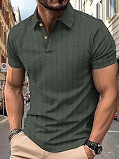 cheap Men&#039;s Classic Polo-Men&#039;s Golf Shirt Golf Polos Shirts Work Casual Lapel Short Sleeve Basic Modern Stripes Patchwork Buttons Summer Regular Fit Depression Green Black White Burgundy Deep Blue Khaki Golf Shirt