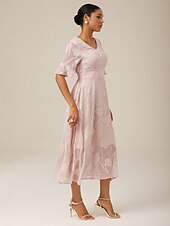 cheap Cocktail Dress-Women&#039;s Maxi Dress Cocktail Dress Wedding Guest Dress Semi Formal Dress A Line Dress Elegant Work Birthday Flutter Sleeve Wedding Guest Cocktail Party Formal Evening Regular Fit Solid Color Plain