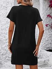 cheap Plain Dress-Women&#039;s Mini Dress T Shirt Dress Tee Dress Solid Color Summer Dress Casual Daily Regular Fit Graphic Short Sleeve Crew Neck Black Pink Blue Green Summer