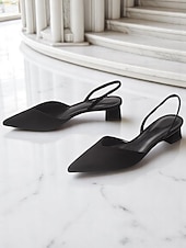 abordables Talons Aiguilles-Escarpins à bride arrière et bout pointu pour femmes – talons bas en similicuir pour des occasions élégantes au bureau et en soirée
