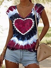 billige Tie Dye og Gradient Tank Topper-Dame Camisole Tank Top Grafisk Batikkfarget Tropisk Stilfull Fritid Ermeløs V-hals Vanlige topper Daglig Trykt mønster Blå Sommer Vår
