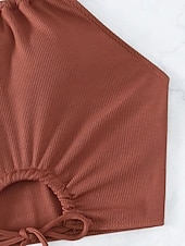 voordelige Bikinisets-Dames Zwemkleding Bikini 2 stuks Zwempak Blote rug Strand Kleding Zomer Effen Kleur Halternek Mouwloos Badpakken