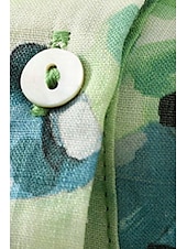 economico Camicie-Per donna Camicia Abbottonare Camicia in cotone e lino Blusa Fiore Elegante Moderno Manica Lunga Scollo a V Top Regolari Ferie Uscire Bottoni Stampato Verde Estate