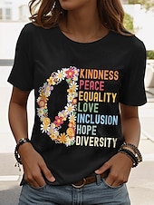 ieftine Umor &amp; Citate tricou-Pentru femei Tricou Grafic Scrisă Stilat Clasic Casual Manșon scurt Stil Nautic Topuri obișnuite Zilnic Imprimeu Negru Alb Roz Îmbujorat Albastru piscină Mov Vară PEACE