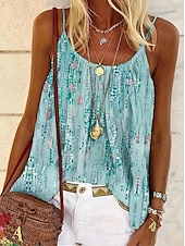 cheap Art&amp;Design Tank Top-Women&#039;s Camisole Tank Top Tie Dye Bohemia Vintage Daily Sleeveless Strap Scoop Neck Regular Tops Daily Backless Print Pink Blue Fuchsia Summer Spring