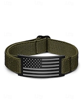 preiswerte Herrenschmuck-Verstellbares Herrenarmband mit amerikanischer Flagge – elastisches Nylonband mit Edelstahlplatte, Armband im patriotischen Stil für den Unabhängigkeitstag, Veteranen und die alltägliche Freizeitkleidung