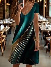 preiswerte Kunst &amp; Design Kleider-Damen Mini Kleid Strickkleid Lässiges Kleid Sommerkleid A Linie Kleid Elegant Urlaub Stilvoll Schlanker Schnitt Ombre Grafik Abstrakt Kurzarm Rundhals Rot Blau Grün Grau Sommer Frühling