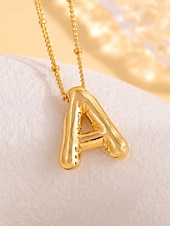 abordables Collier pour femme-Collier pendentif lettre bulle plaqué or – bijou personnalisé avec initiales de 26 lettres de l&#039;alphabet pour femmes et filles – style minimaliste tendance pour anniversaire, remise de diplôme ou usage quotidien