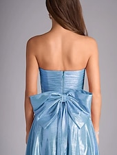 levne Plesové šaty-A-Line plesové šaty elegantní šaty formální večerní party délka po zem bez rukávů off shoulder polyester s mašlí nařasené s rozparkem