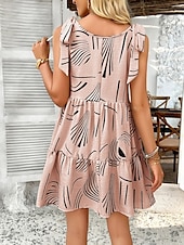 ieftine Rochii cu dungi și geometrice-Pentru femei Rochie Mini Rochie de vară Rochie Slip Casual Zilnic Fit regulat Grafic Geometric Fără manșon Stil Nautic Negru Roz Îmbujorat Albastru piscină Bej Vară